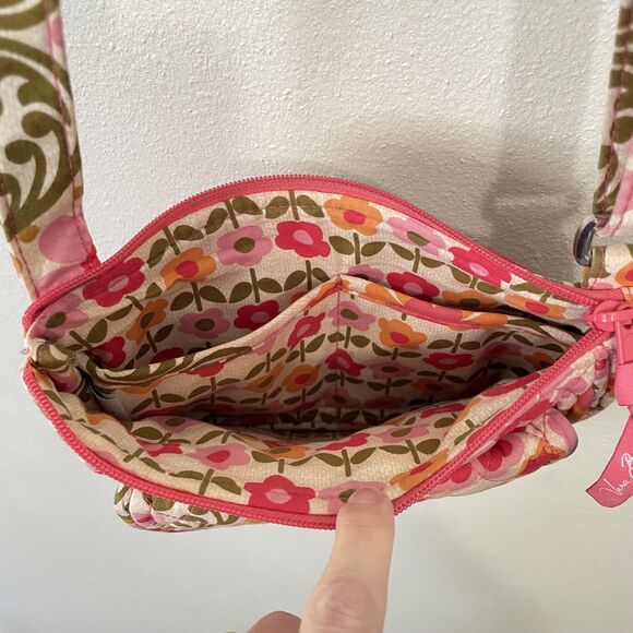 Vera Bradley Lizzy Crossbody Bag Purse Retired Folkloric Pattern Pink Cream - Picture 6 of 10